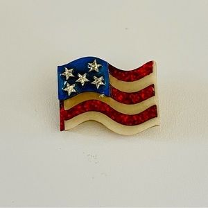 Lucinda, Patriotic Red, White and Blue American Flag Brooch Pin